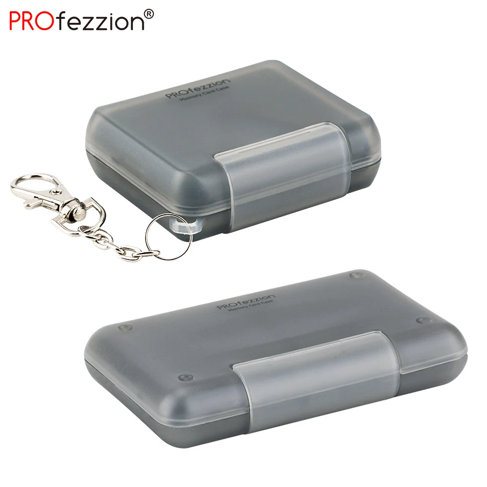 PROfezzion 2pcs S+L Waterproof SD Card Case with Carabiner Hard Shell SD Memory Card Holder Storage Box for 12 SD SDHC SDXC Card