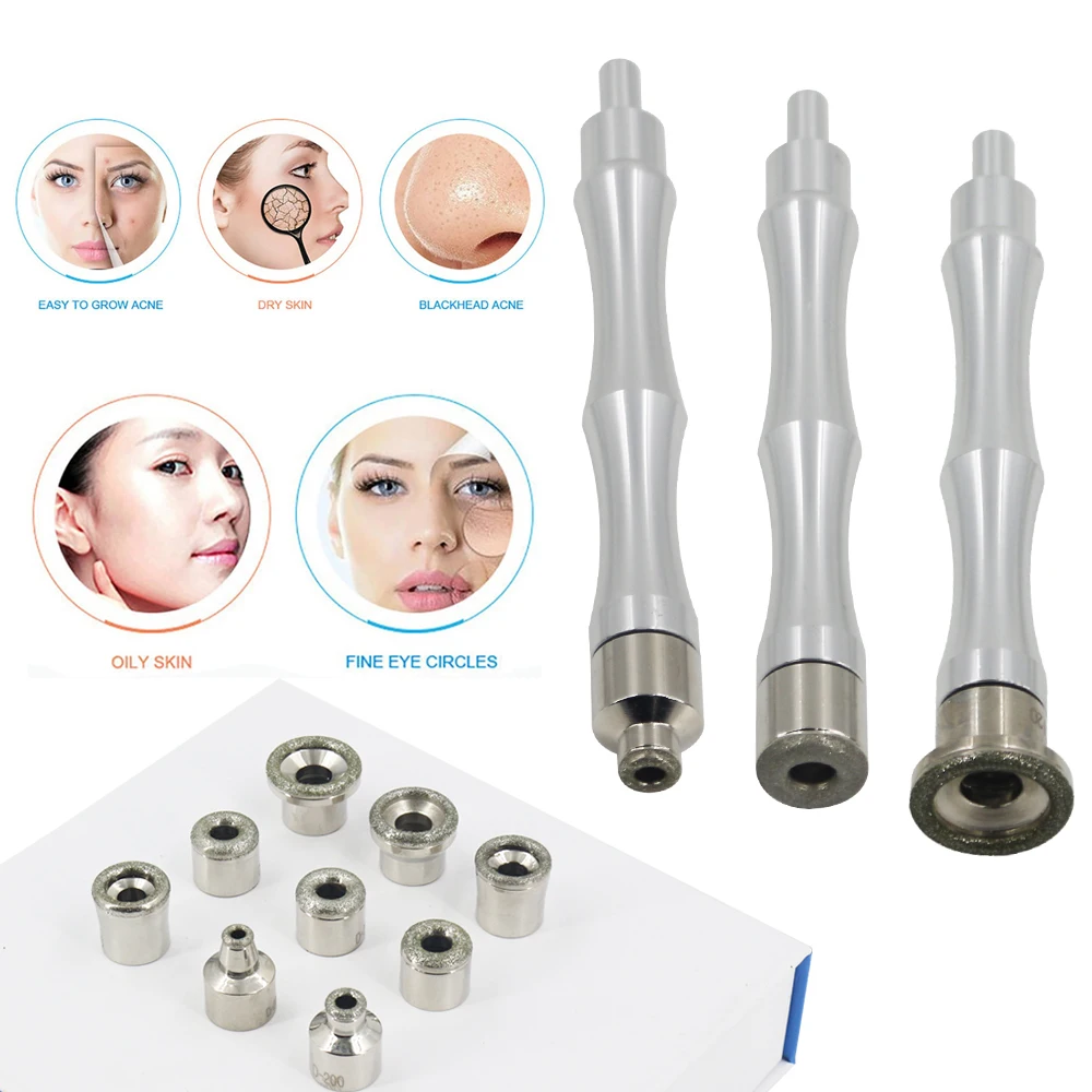 9 PCS 3 Wands Replacement Dermabrasion Diamond Microdermabrasion Tips Set With Cotton Filters For Face Care Salon Beauty Machine