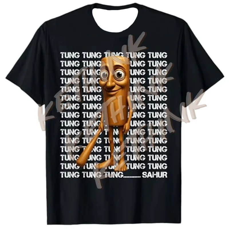 

Tung Tung Tung Sahur Funny Italian Brainrot Meme Boys Kids T-Shirt Humor AI Y2k Design Graphic Outfit Short Sleeve Blouses Tees