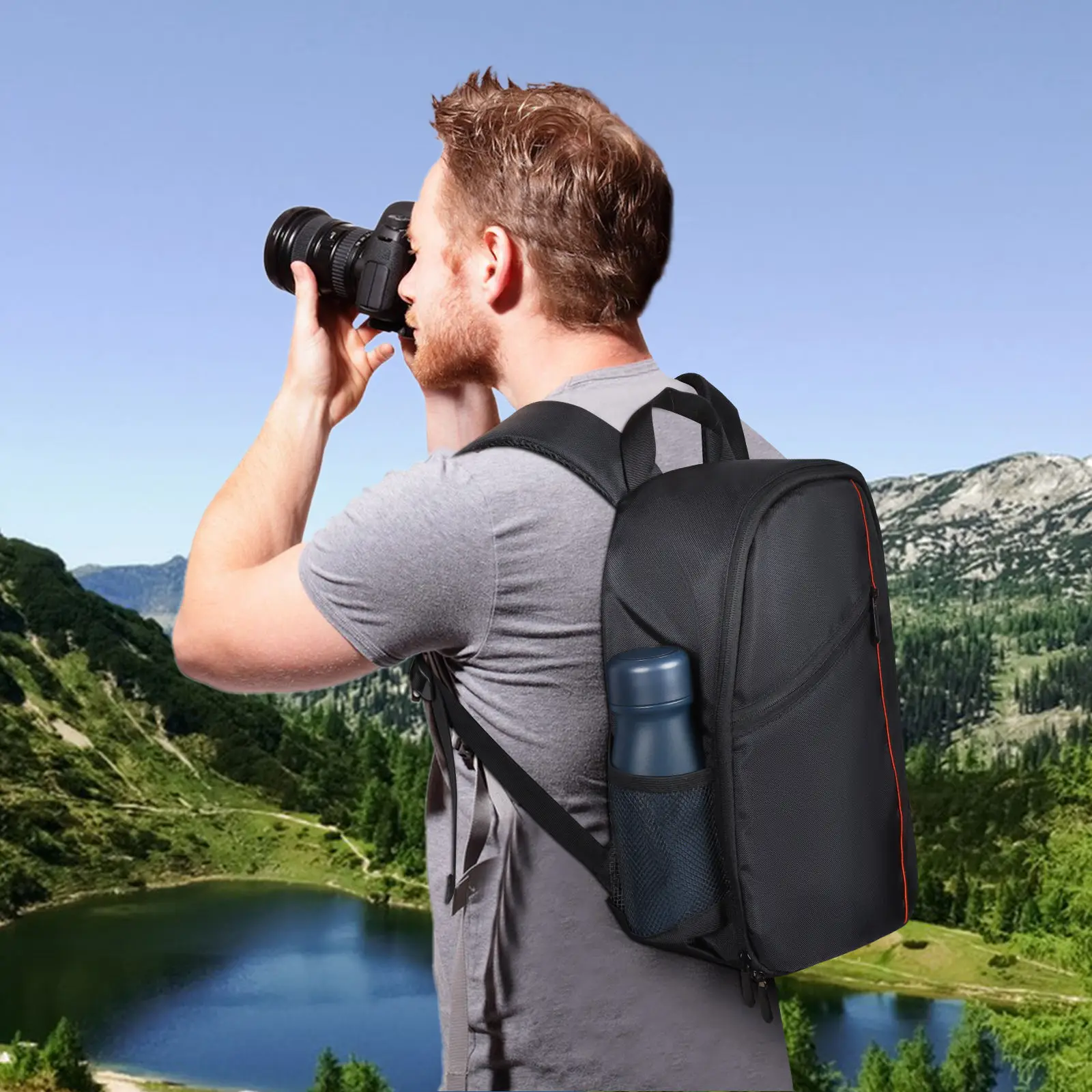 حقيبة ظهر مخصصة للكاميرا بشعار شخصي مقاوم للماء من النايلون حقيبة تصوير قابلة للتخصيص متعددة الوظائف للسفر في الهواء الطلق