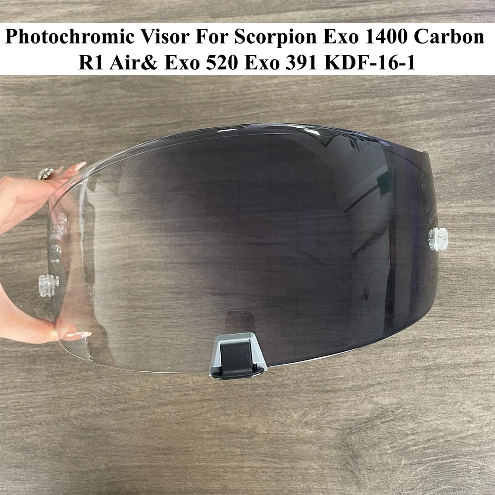 Visera Fotocromática para Casco KDF-16-1 Scorpion Exo 1400 Carbon R1 Air EXO 520, Anti-UV, Anti-Rayones, Antipolvo, Lente Protectora para Casco