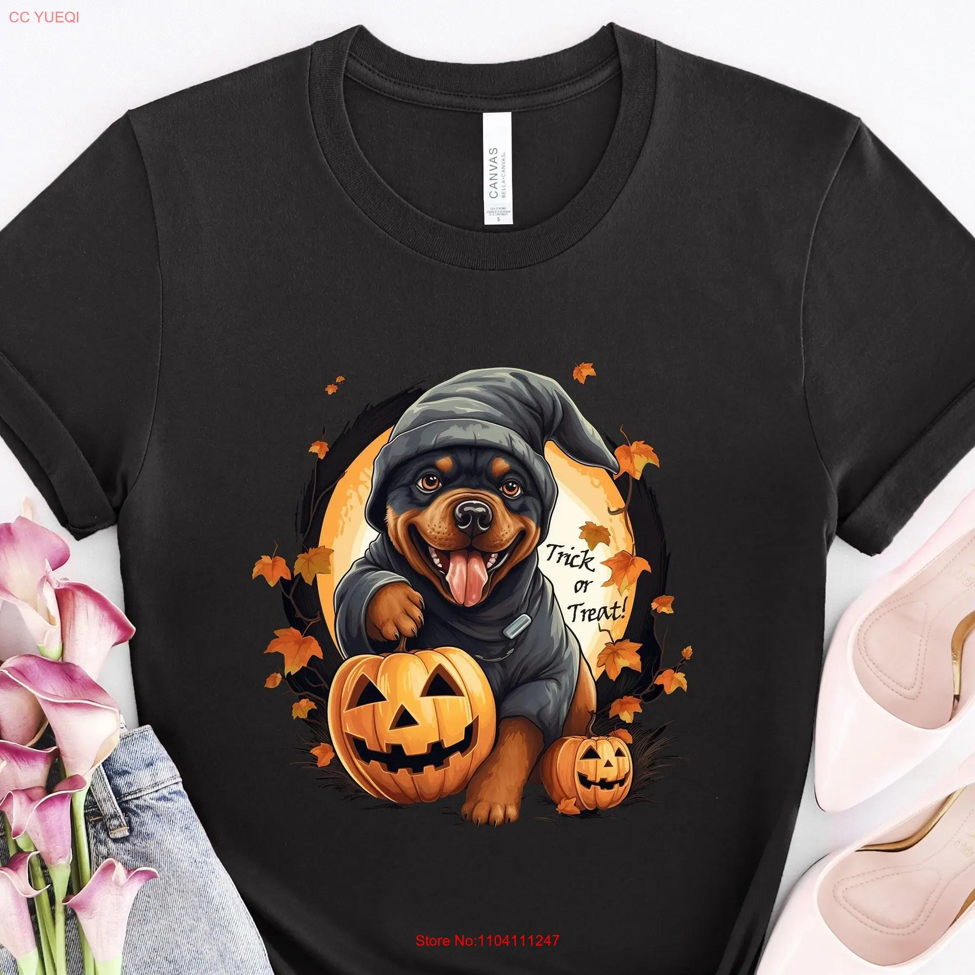 Rottweiler Halloween T Shirt Trick Or Treat Dog Lover Mom Rottie M013ROTW01 long or short sleeves