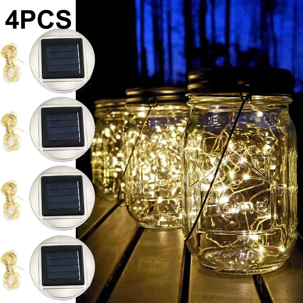 Solar Jar Lid Light 30 LED Fairy Light for Glass Jar Lid Insert Color Changing Garden Yard Decoration Outdoor Wedding Decor