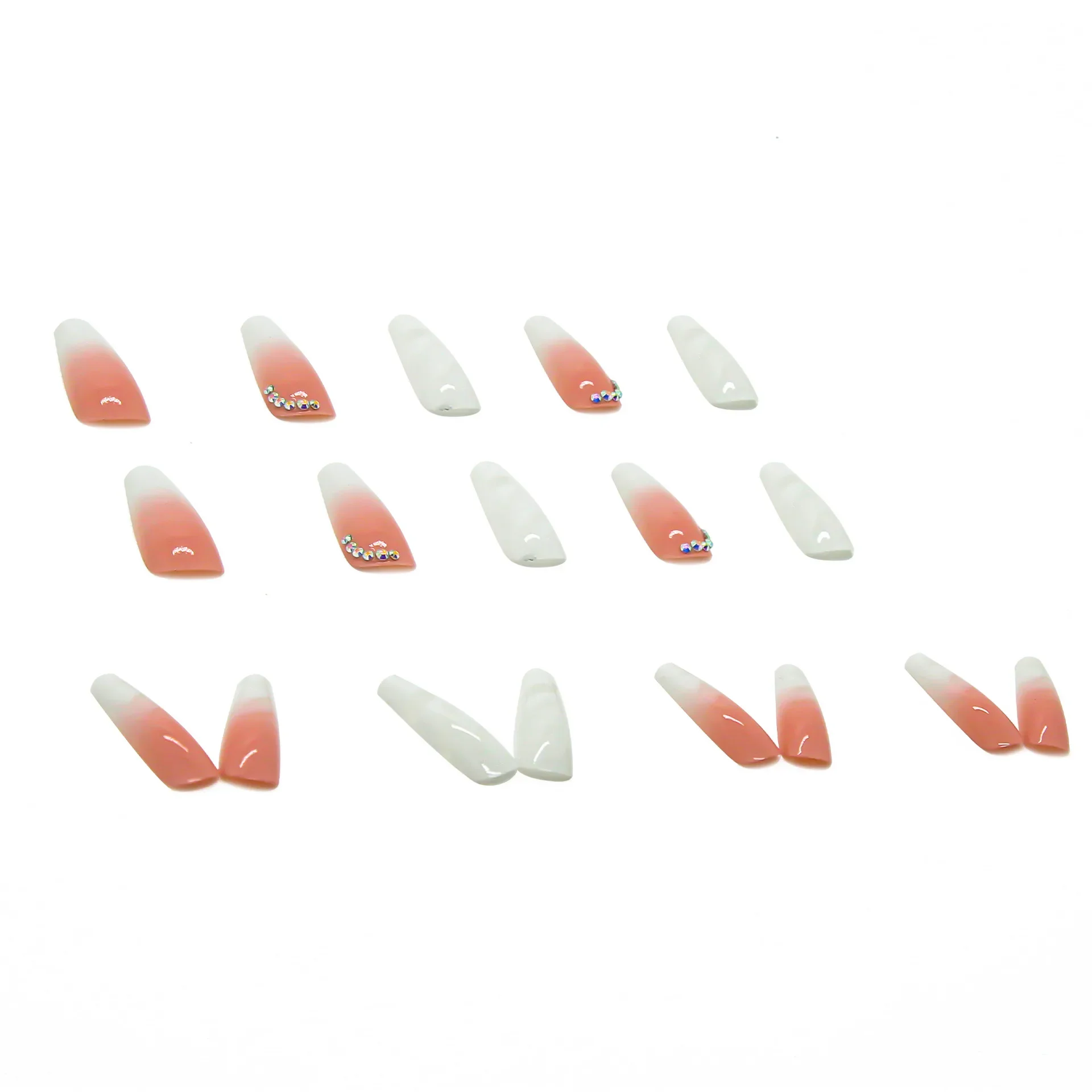 Ensemble complet de faux ongles blancs extra longs pour filles, N64.souhaits On, faux ongles carrés avec colle, été, N64.2025, 24 pièces