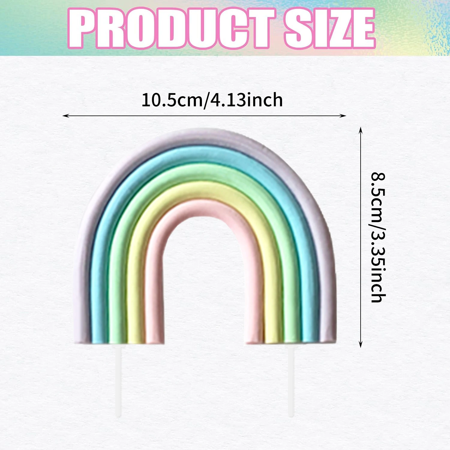 Regenbogen-Kuchendekorationen – bunter Regenbogen-Cupcake-Topper, personalisierter Tortenaufsatz für alles Gute zum Geburtstag – Detail 3