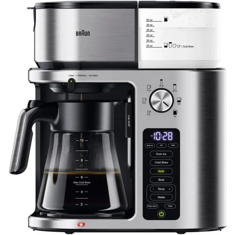 MultiServe Plus 10- Cup Pod Free Drip Coffee Maker, 7 Brew Sizes/Hot & Cold Brew & Hot Water for Tea, KF9370SI