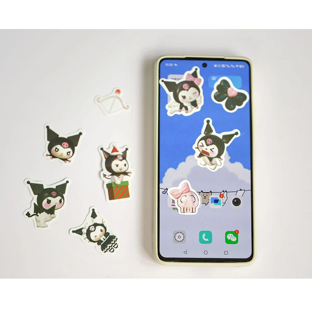 Engraçado Sanrio Anime Kuromi Adesivos para Crianças, Brinquedos bonitos adesivos dos desenhos animados, Garrafa de água do telefone, Scrapbook Graffiti Decalques, 10 Pcs, 30 Pcs, 50 Pcs, 100Pcs