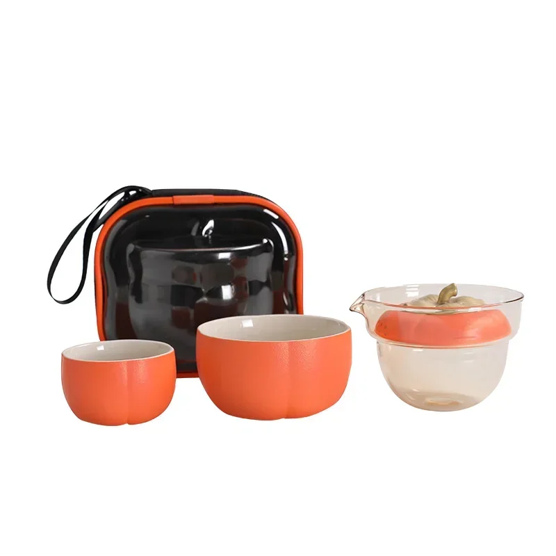 

Creative Chinese Tea Travel Tea Set Kung Fu TeaSet Ceramic Portable Teapot Porcelain Teaset One Pot Three Cups of Tea Ceremony