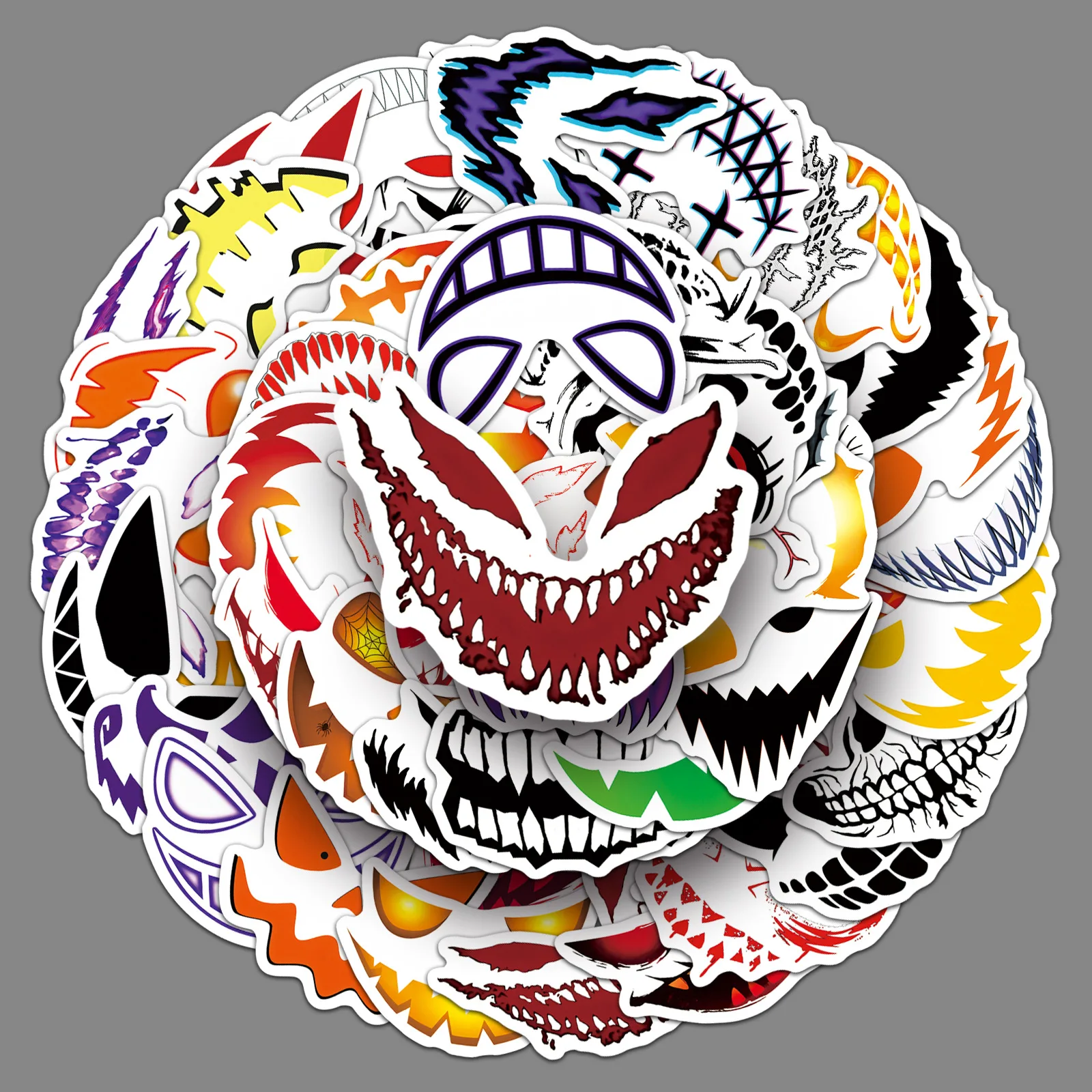 

50PCS Ghost Faces Graffiti Personality Horror Halloween Decoration Mobile Phone Case Tablet Skateboard Stickers
