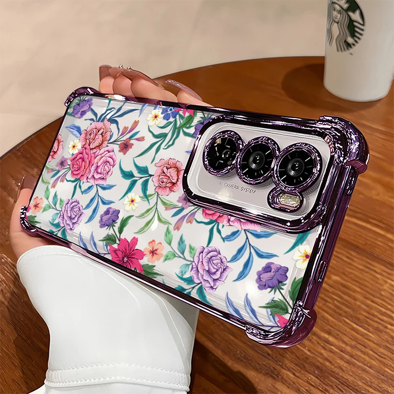 Funda transparente para teléfono Infinix Spark 20 20C 10C 10 Pro Go 2024 2023 1 2 3, funda de silicona de lujo a prueba de golpes con estampado de flores