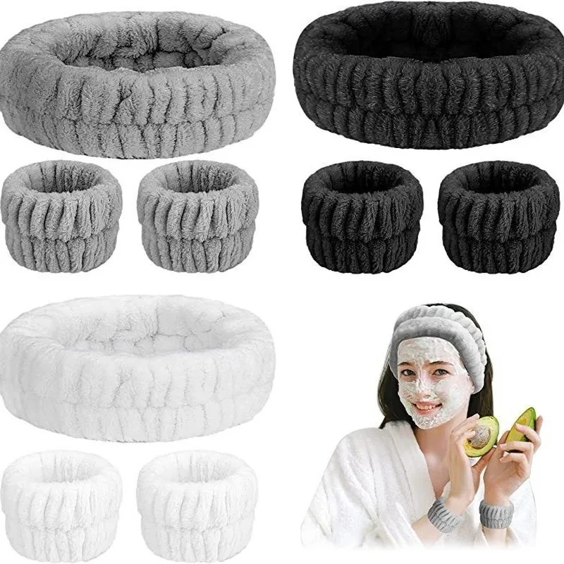 Coral Velvet Facial Care ชุดยืดหยุ่นสูงแต่งหน้า Hairband Face WASH สายรัดข้อมือ Skin Care เครื่องมือสําหรับ Facial Mask การประยุกต์ใช้