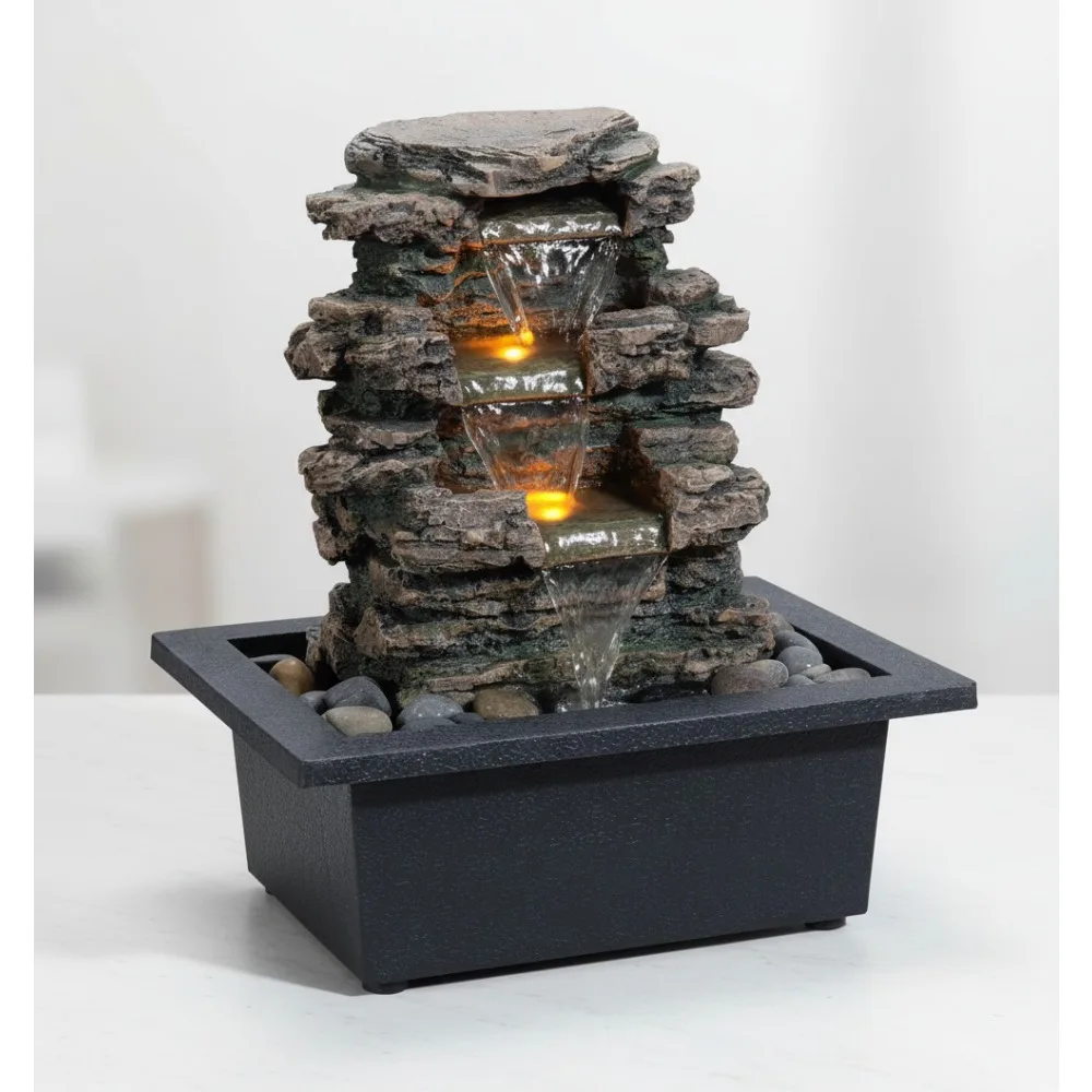 Fuente de agua calmante de sobremesa con bomba automática, rocas naturales de río para relajación Zen en la oficina en casa