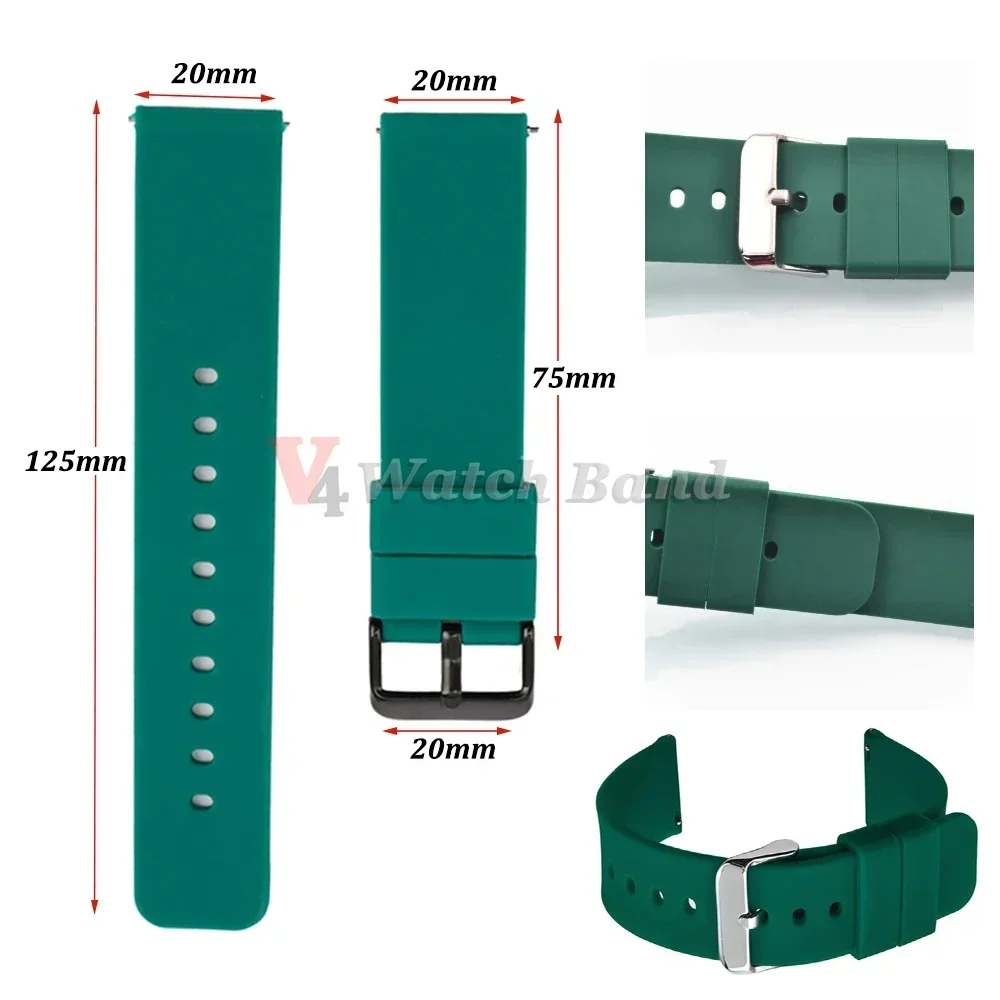 Silicone Watch Straps 18mm 20mm 22mm 24mm for Samsung Galaxy 3/4/5pro for Huawei Watch GT2/3 Bracelet Soft Rubber Band for Seiko