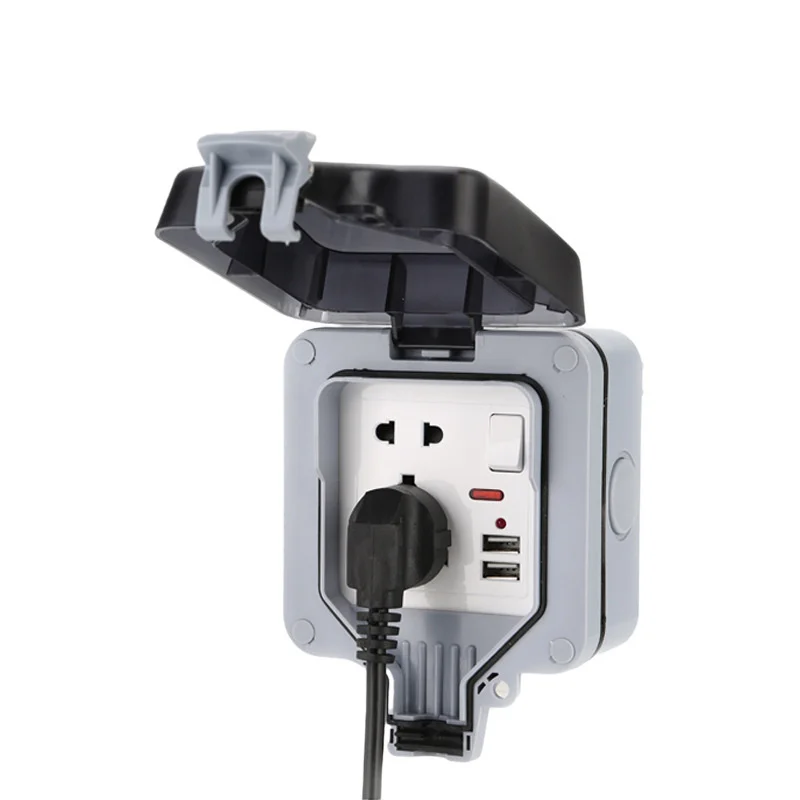 ip66 waterproof multifunctional five hole socket USB interface outdoor storm proof switch enclosure