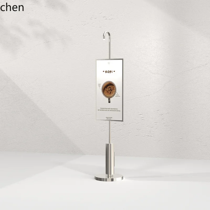 ZML Simple Modern Vertical Illuminated Display Stand Stainless Steel Floor-standing Entrance Poster Stand