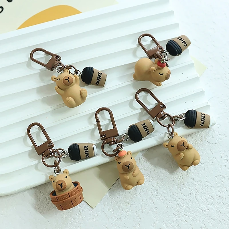 1pc Cartoon Kapibala Key Chain Capybara Phone Pendant Headphone Case Charms Bag Decor Car Key Ring Accessories