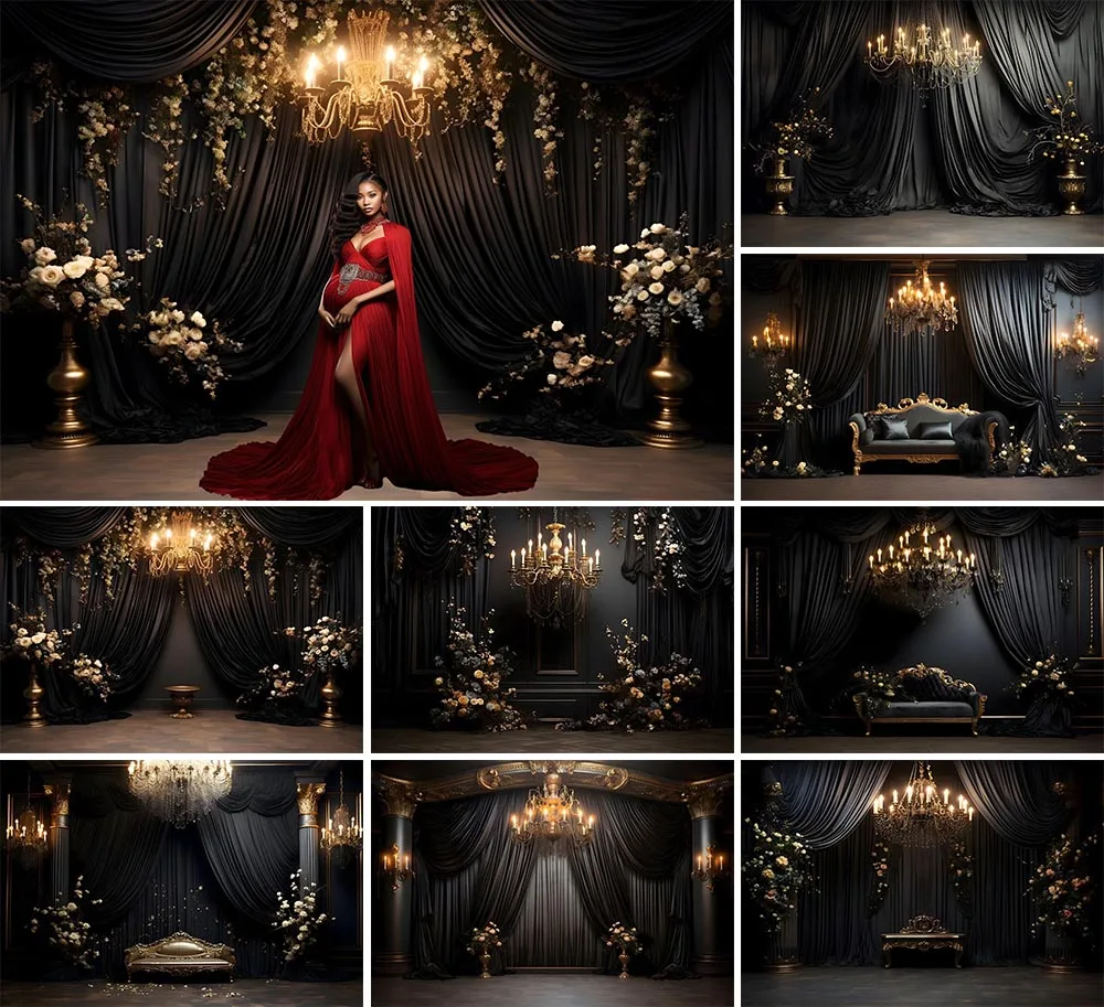 Mehofond Photography Background Vintage Black Luxury Room Adult Birthday Wedding Maternity Portrait Decor Backdrop Photo Studio