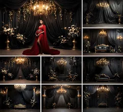 Mehofond Photography Background Vintage Black Luxury Room Adult Birthday Wedding Maternity Portrait Decor Backdrop Photo Studio