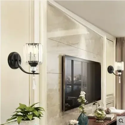 Crystal American style living room background wall modern minimalist bedroom staircase aisle corridor lighting