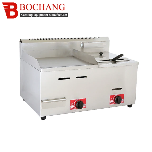 Kitchen Equipment Table Top Propane Tenpanyaki Griddle Deep Fryer Frying Pan Fryer