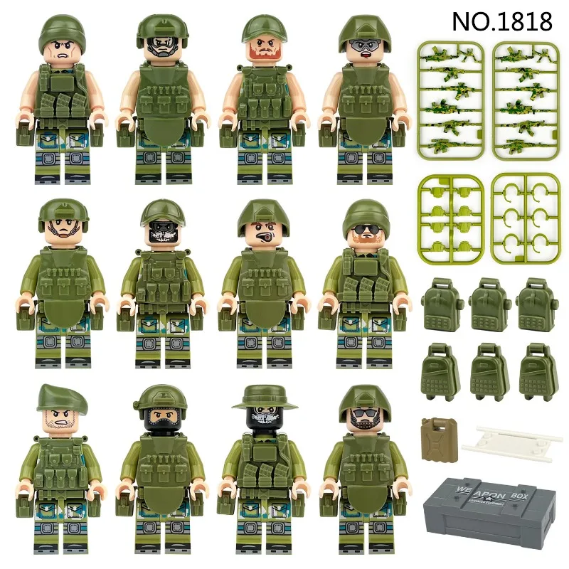 

Russian field forces 8189 cross-border wholesale children assembled small particles building block toys drone accessories dog
