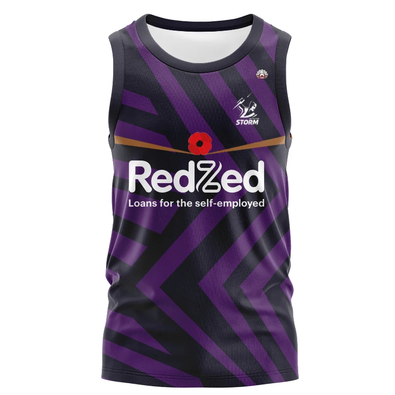 2024 Melbourne Storm Home/Away/Regiment/Indigenous Singles Rugby Jersey Men\'s Tank Top (Custom name and number )