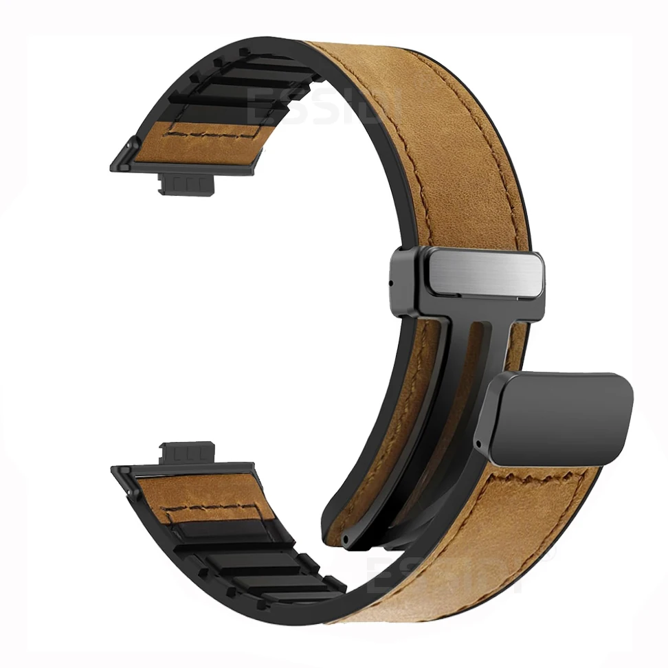 سوار جلدي مغناطيسي من السيليكون لساعة هواوي فيت 3 4 برو للنساء والرجال سوار ساعة بحزام حلقة لهواوي فيت 3/4 مشبك