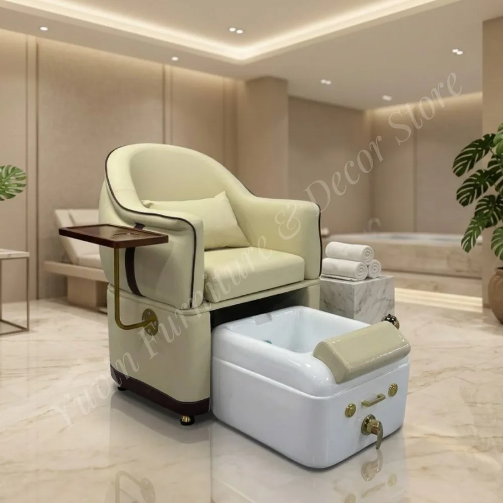Luxury Modern Pedicure Chair No Plumbing Detachable Foot Basin Leather Spa Pedicure Sofa with Side Table