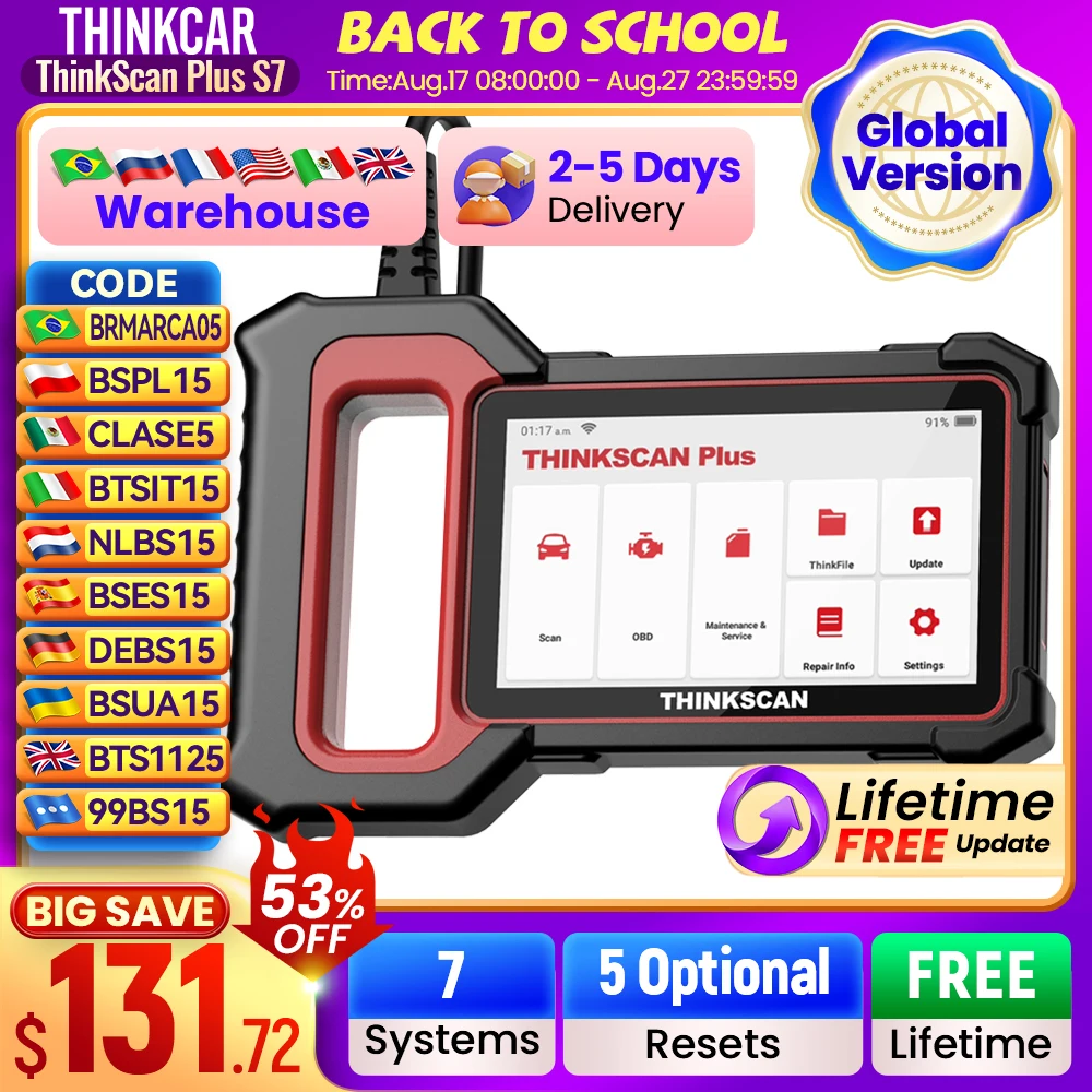 

THINKCAR Thinkscan Plus S7 S6 S4 Obd2 сканер автомобильные диагностические инструменты Automotivo сканер автоматический диагностический инструмент считыватель кодов 28, сброс
