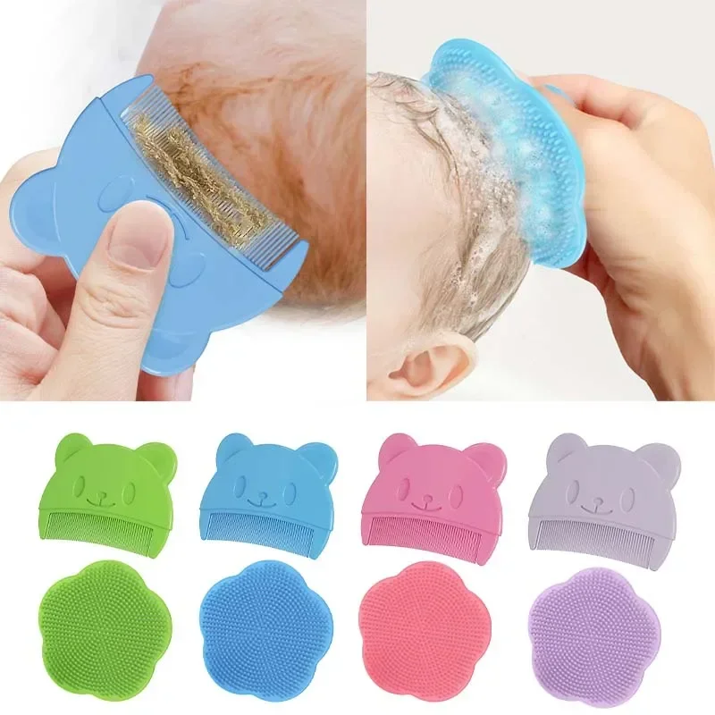 Silicone Baby Bathing Brush, Pente Shampoo Infantil, Soft Fetal Head, Fat Care, Massageador de cabeça, Suprimentos de limpeza de cabelo recém-nascido