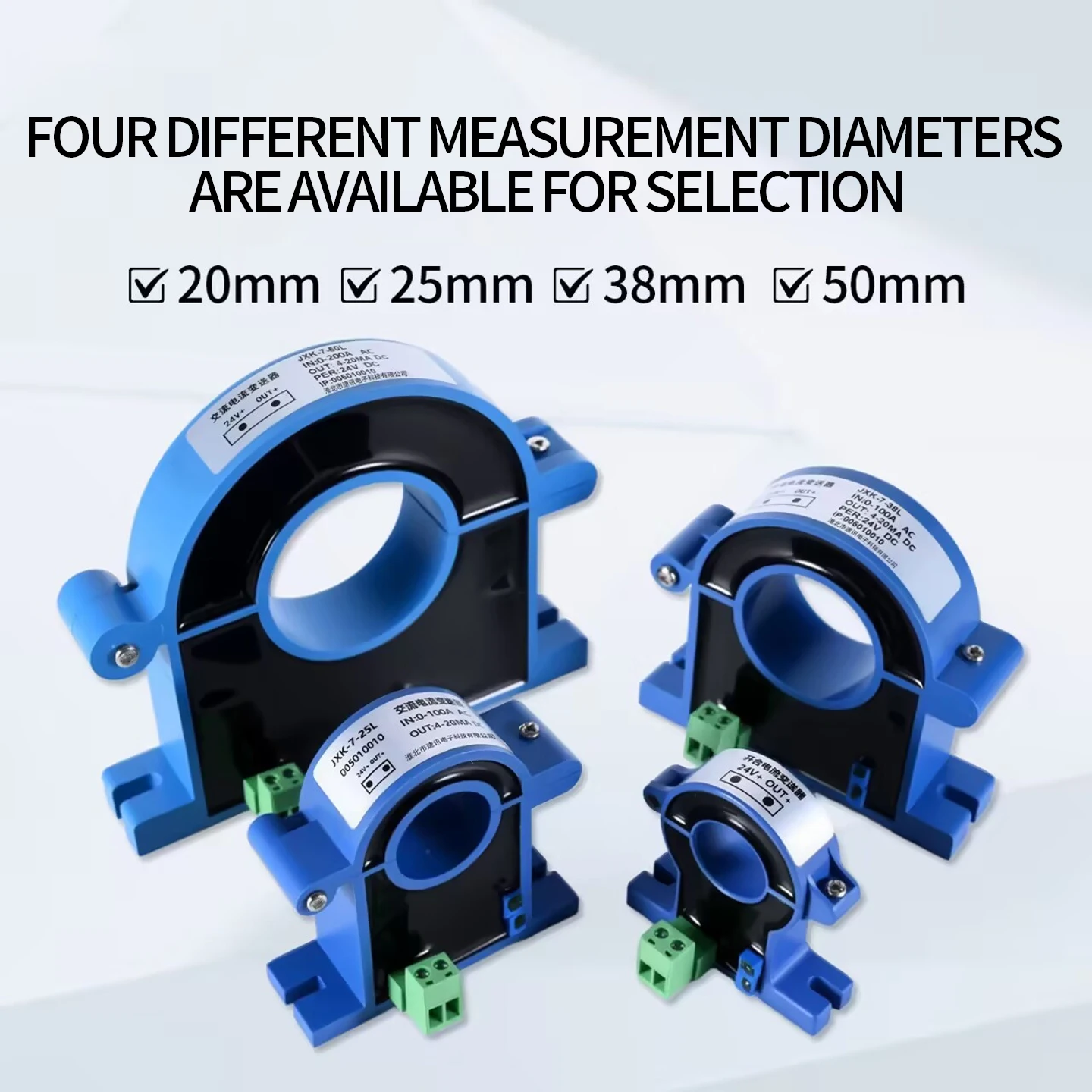 DC12V Power Hall Current Sensor 4-20mA AC DC50A 100A 200A 300A 500A 1000A Current Transmitter Split Core Current Transduce
