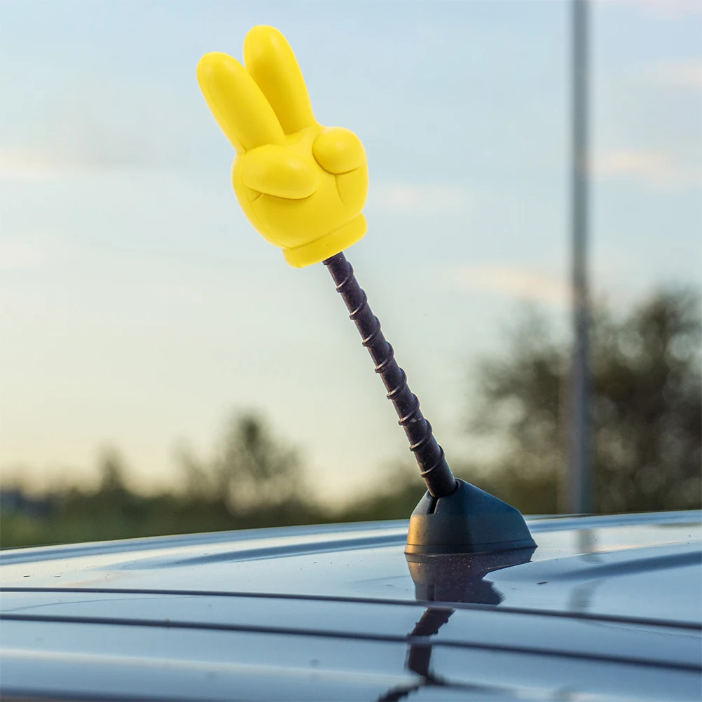 

2pcs Car Antenna Ball Yellow Toppers Decoration Universal Fit Easy Installation PU Material Car Roof Antenna Decorations