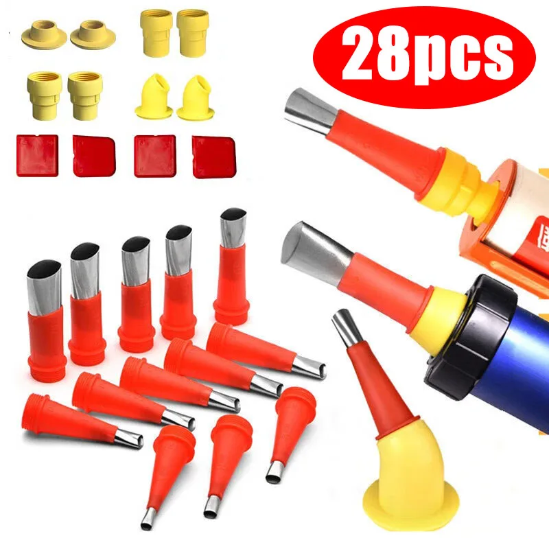 

28pcs Stainless Steel Caulking Finisher Caulk Nozzle Kits Applicator Glue Silicone Caulking Tools Sealant Kitchen Sink Joint