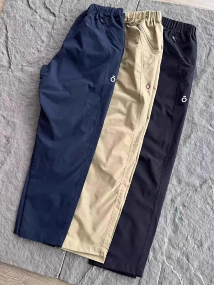 

White gray pleated paratrooper pants for men, autumn American style zipper design, heavyweight micro pull straight leg pants