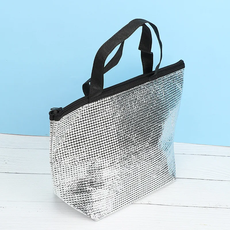 Portable Storage Bag Thermal Insulated Lunch Box Keep Warm Cooler Handbag Bento Pouch Dinner Food Container Inner Aluminum Foil