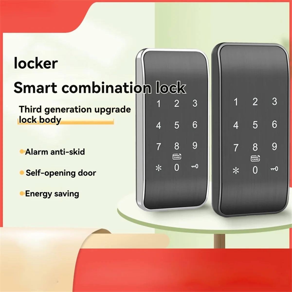 AA98 Wireless Access Control Digital Keypad Phone/RFID/Card Password Cabinet Lock for Lockers Conventional-Silver