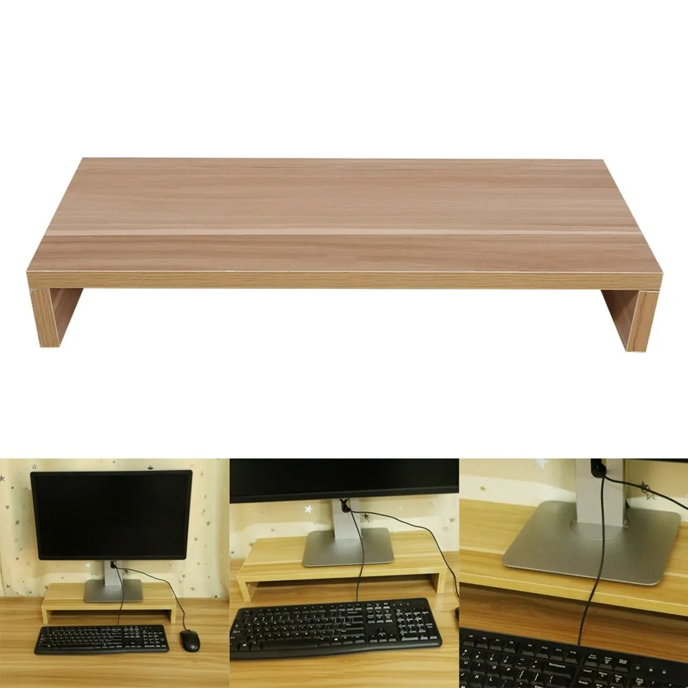 Soporte de madera para Monitor de PC, organizador de escritorio, pantalla LED LCD