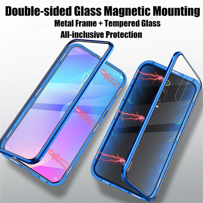 360 Full Protection Metal Magnetic Case For OPPO A16 A17 A35 A56 A57 A58 A74 A94 4G Double-Sided Glass Cover Realme 6P 7i 8 8Pro