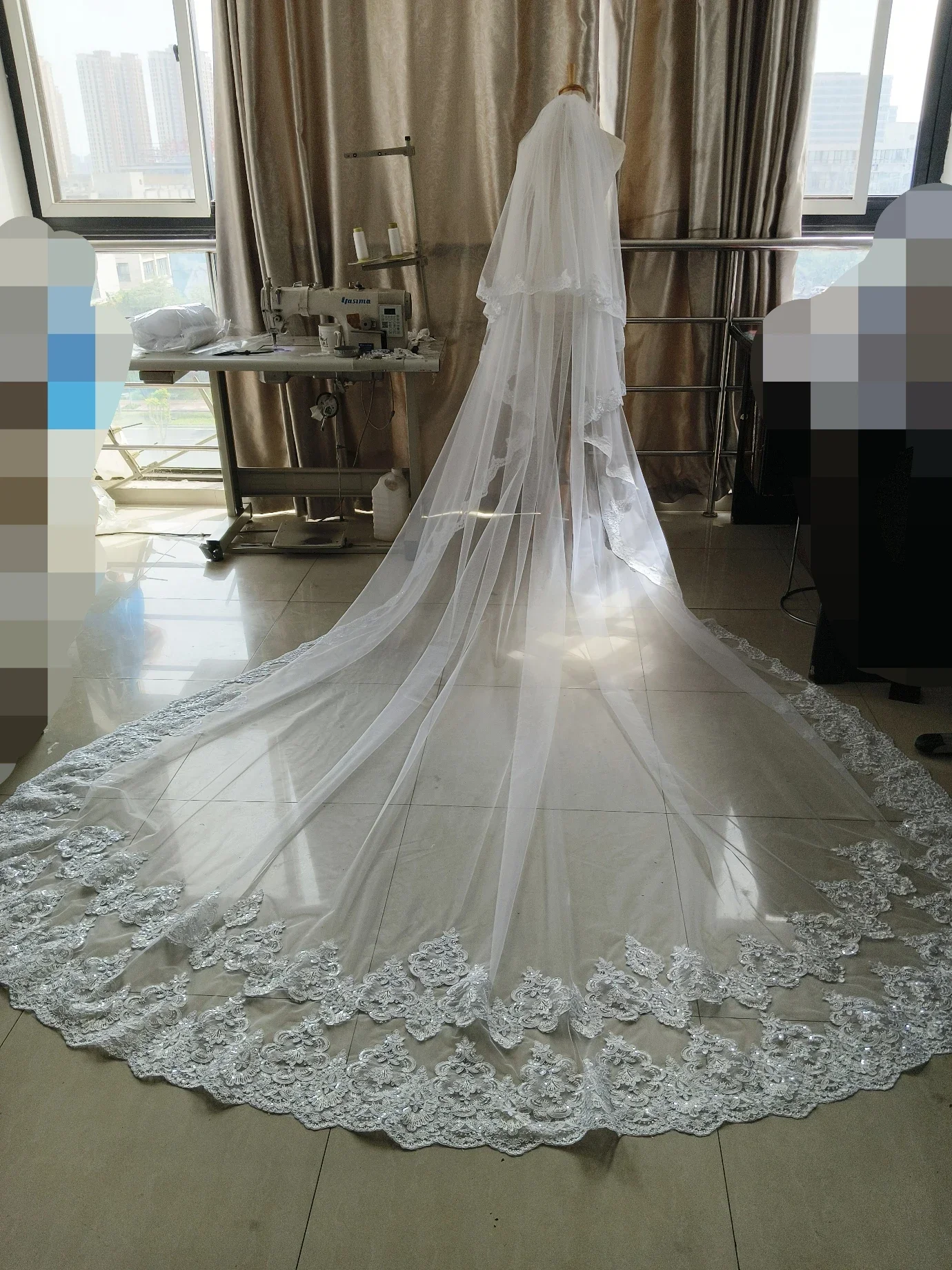 

Real Photo White/Ivory Two Layer Wedding Veil 3.5m Bridal Veil Of Bride Wedding Accessories With Comb Veu De Noiva