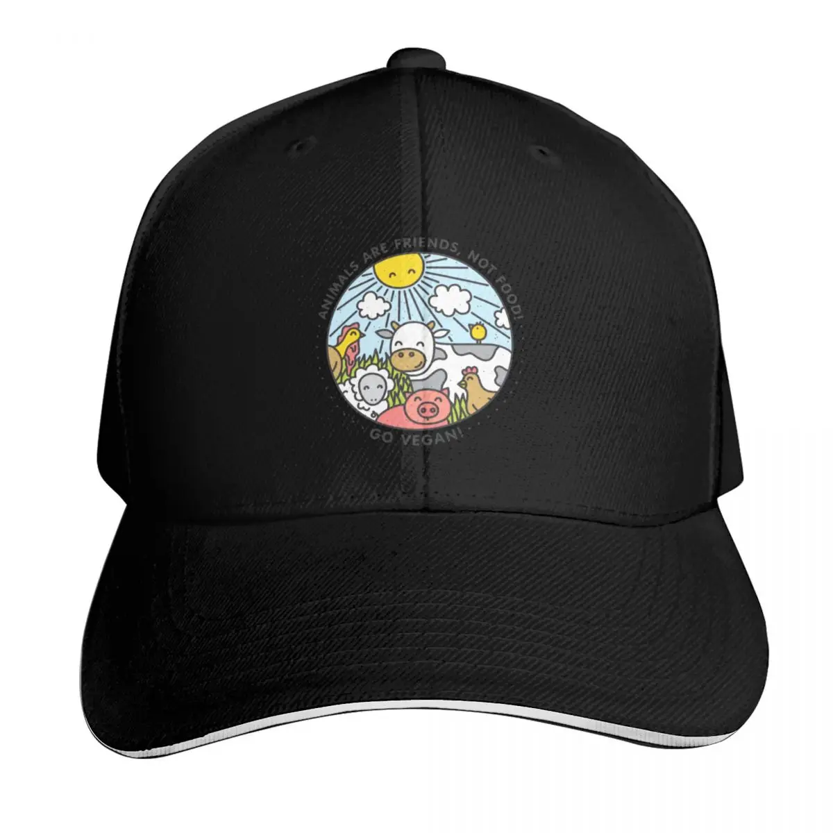Animals are friends, not food! Go Vegan! Baseball Cap Trucker Hat black Sun Hat For Children Vintage Women's 2025 Men's
