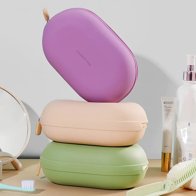 

Портативный дорожный органайзер большой емкости, сумка для хранения, однотонная косметичка, водонепроницаемая косметичка, силиконовая сумка для туалетных принадлежностей