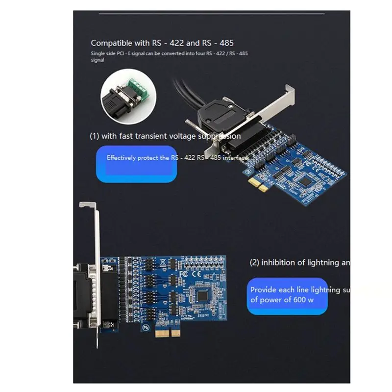 A01E-1 Piece PCI Expansion 4 Ports RS422 RS485 Expansion Card Industrial Protector PC+Metal