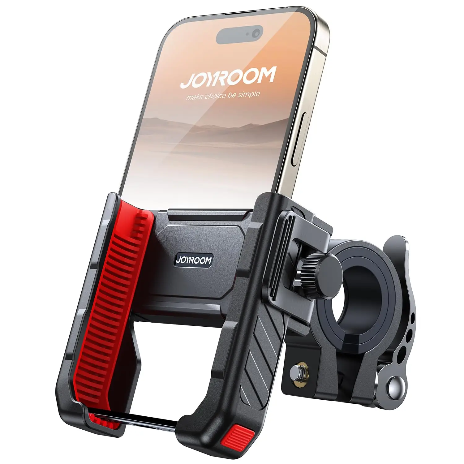 Bike Phone Holder Mount,Motorcycle Handlebar Cell Phone Clamp, Anti-Shake Phone Clip with Cushioned Silicone Pads