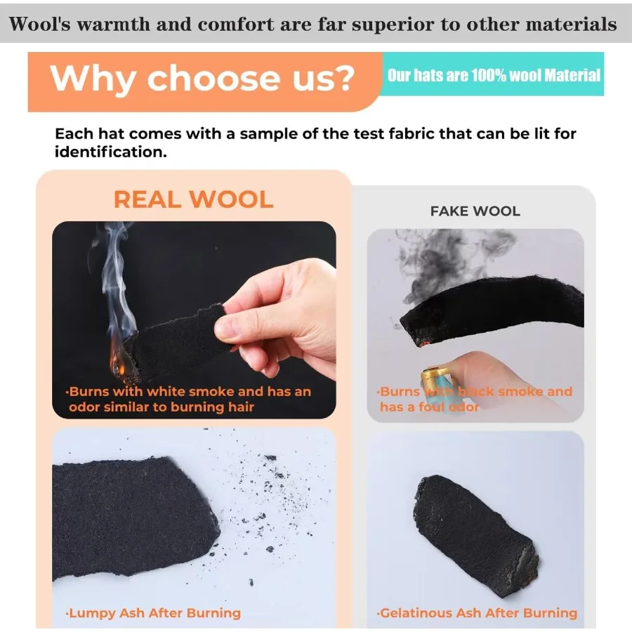 Cappello da cowboy western in 100 lana per uomo e donna: classico cappello Fedora realizzato in feltro premium con due fasce decorative, ideale per Ou