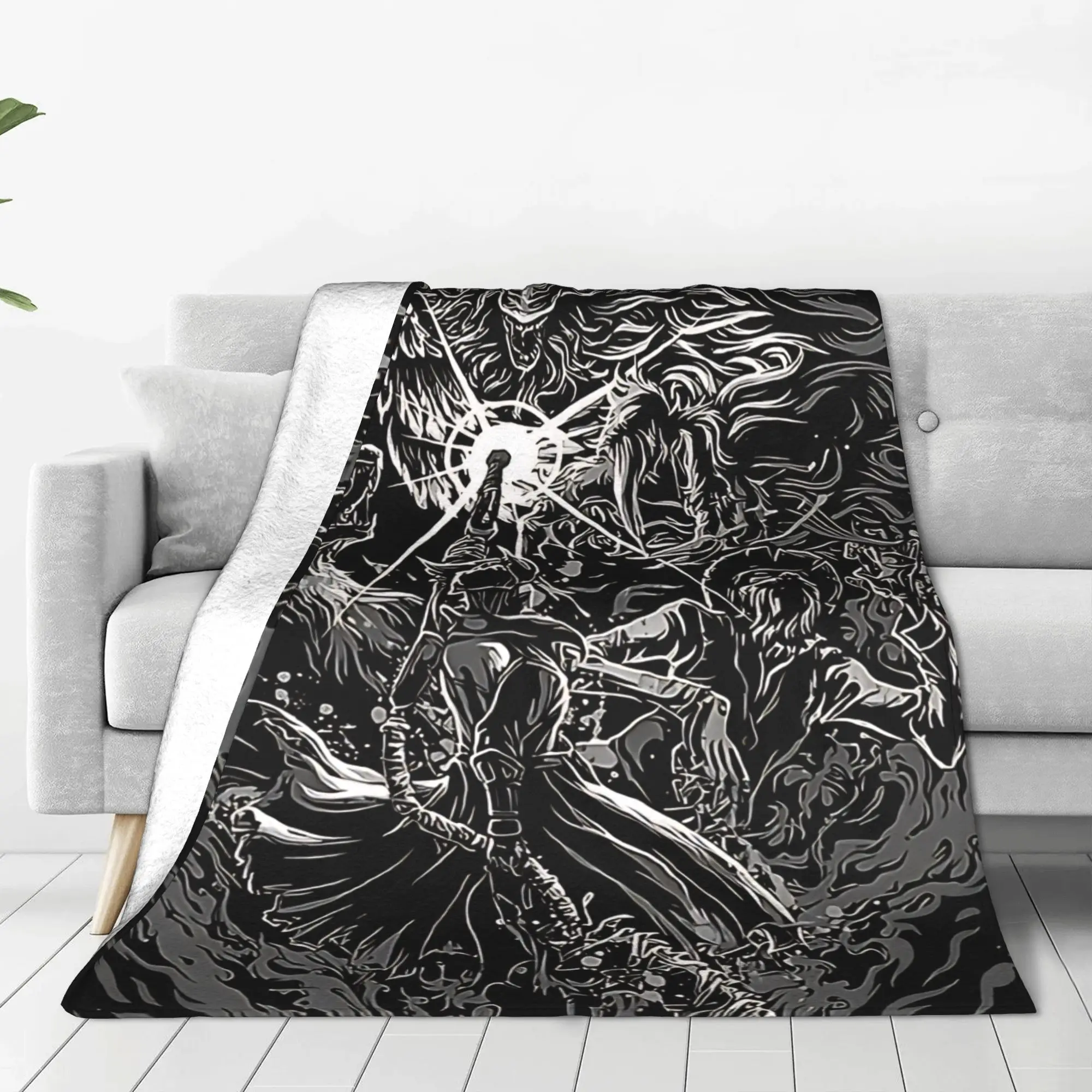 1PC Dark Fantasy Hunter  Bloodborne Home Room Decorations Winter Blankets For Adults Bedding Home Interior Sofa Knee