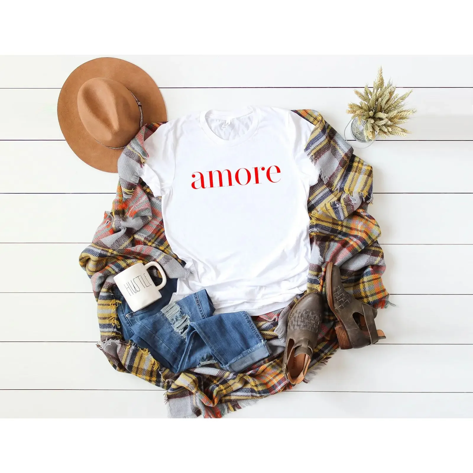 Amore T Shirt Italian American Love vintage Washed Casual homme streetwear fashion Slightly Breathable Unisex Stylish Versatile