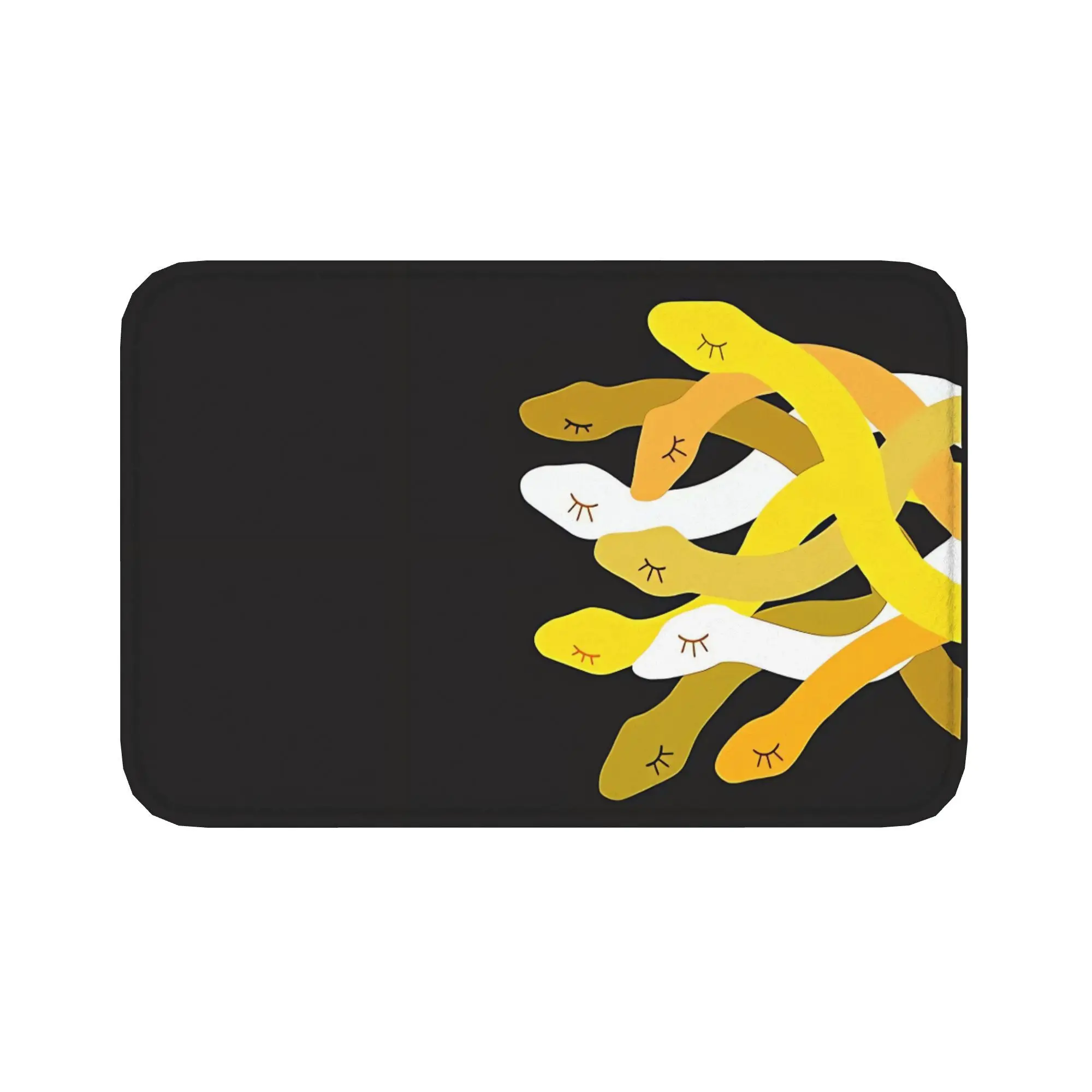 Flannel Floor Mat Featuring a Divine Snakes Golden Design with Elegant Patterns. Soft And Gentle on The Skin, Available in Four