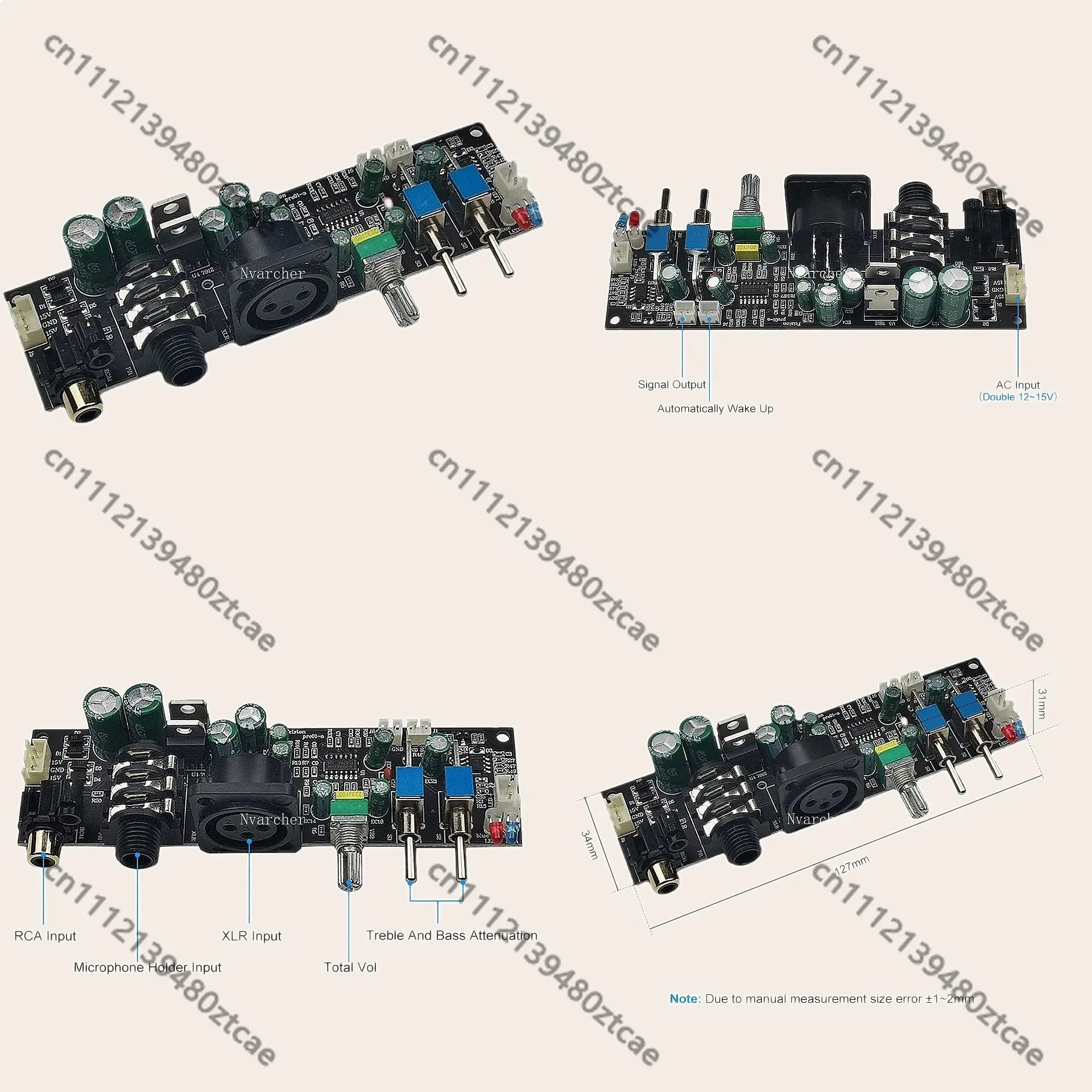 Nvarcher HIFI Mono Preamp Tone Amplifier Board Tweeter Bass Adjustment Volume Control For Home Audio Amplifiers