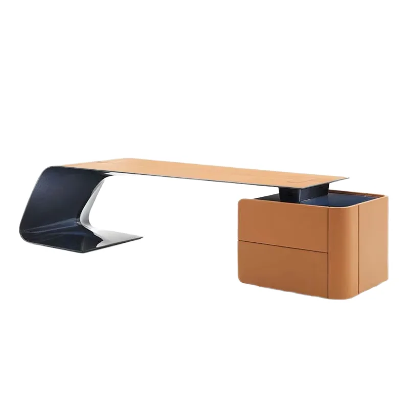 #`Futuristic Integrated Executive Desk Smart CEO Office Desk with Built-in Storage System