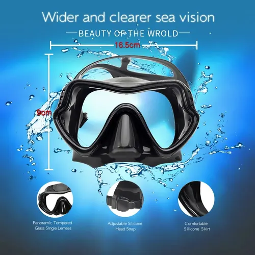 Imagen 2 del producto Juego de snorkel seco, máscara de buceo para adultos, vidrio templado, equipo de snorkel panorámico profesional, Kit de snorkel de Entrenamiento de natación
